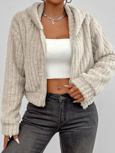 Load image into Gallery viewer, Zip Up Long Sleeve Fuzzy Hooded Jacket
