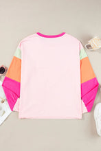 Load image into Gallery viewer, Color Block Round Neck Long Sleeve Top
