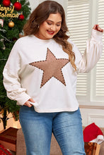 Load image into Gallery viewer, Plus Size Studded Star Round Neck Long Sleeve Blouse
