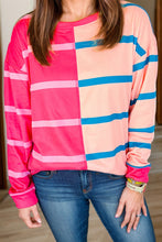 Load image into Gallery viewer, Plus Size Color Block Round Neck Long Sleeve Top
