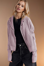 Load image into Gallery viewer, Double Take Waffle-Knit Zip Up Long Sleeve Hooded Jacket
