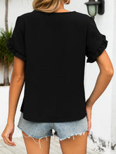 Load image into Gallery viewer, Ruffled V-Neck Short Sleeve Blouse
