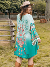 Load image into Gallery viewer, Plus Size Printed Open Front Long Sleeve Cover Up
