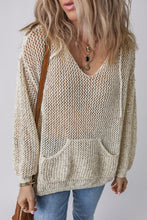 Load image into Gallery viewer, Openwork Dropped Shoulder Hooded Knit Top
