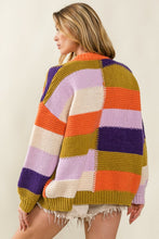 Load image into Gallery viewer, BiBi Checkered Color Block Sweater Cardigan
