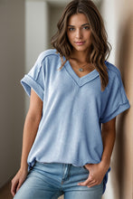 Load image into Gallery viewer, Textured V-Neck Short Sleeve Top
