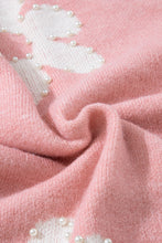 Load image into Gallery viewer, Pearl Trim Flower Round Neck Sweater

