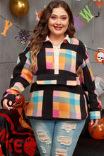 Load image into Gallery viewer, Plus Size Color Block Half Snap Long Sleeve Sweatshirt
