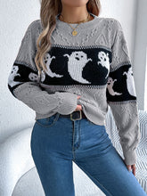 Load image into Gallery viewer, Ghost Round Neck Long Sleeve Sweater
