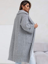 Load image into Gallery viewer, Pocketed Collared Neck Dropped Shoulder Cardigan
