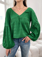 Load image into Gallery viewer, Plus Size Texture V-Neck Long Sleeve Top
