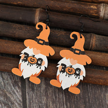 Load image into Gallery viewer, Wooden Dwarfs Pumpkin Dangle Earrings
