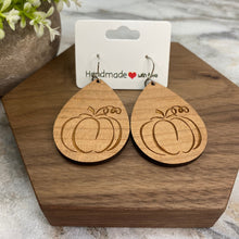 Load image into Gallery viewer, Wooden Dangle Earrings - Pumpkin
