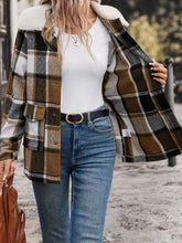 Load image into Gallery viewer, Perfee Pocketed Plaid Button Up Collared Neck Jacket
