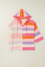 Load image into Gallery viewer, Openwork Color Block Hooded Sweater
