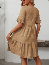 Load image into Gallery viewer, Mandy Ruffled Ruched Round Neck Half Sleeve Dress
