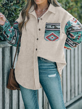Load image into Gallery viewer, Perfee Pocketed Geometric Collared Neck Shacket
