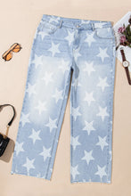 Load image into Gallery viewer, Plus Size Star Straight Leg Jeans with Pockets
