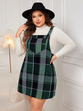 Load image into Gallery viewer, Plus Size Plaid Wide Strap Overall Dress
