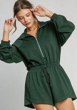 Load image into Gallery viewer, Drawstring Half Zip Long Sleeve Romper
