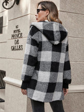 Load image into Gallery viewer, Plaid Long Sleeve Hooded Coat
