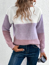 Load image into Gallery viewer, Color Block Boat Neck Sweater

