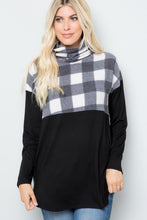 Load image into Gallery viewer, Celeste Full Size Pocketed Plaid Turtleneck Long Sleeve Blouse
