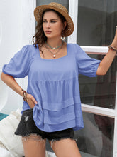 Load image into Gallery viewer, Plus Size Square Neck Half Sleeve Blouse
