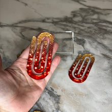 Load image into Gallery viewer, Jumbo Paperclip - Red Gold Ombre Glitter
