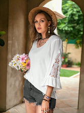 Load image into Gallery viewer, Plus Size Lace Detail V-Neck Three-Quarter Sleeve Blouse
