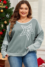 Load image into Gallery viewer, Plus Size Star Round Neck Long Sleeve Top
