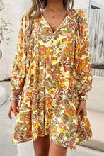 Load image into Gallery viewer, Printed Tie Neck Balloon Sleeve Mini Dress
