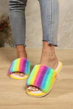 Load image into Gallery viewer, Color Block Open Toe Faux Fur PVC Slippers
