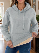 Load image into Gallery viewer, Drawstring Long Sleeve Hoodie with Kangaroo Pocket
