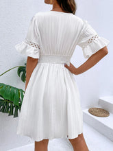 Load image into Gallery viewer, Cutout V-Neck Flounce Sleeve Mini Dress
