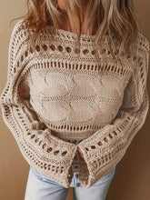 Load image into Gallery viewer, Hollow Out Cable-Knit Boat Neck Sweater
