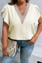 Load image into Gallery viewer, Plus Size V-Neck Petal Sleeve Blouse
