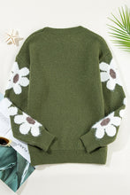 Load image into Gallery viewer, Flower Round Neck Long Sleeve Sweater
