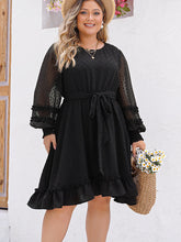 Load image into Gallery viewer, Plus Size Swiss Dot Round Neck Long Sleeve Dress
