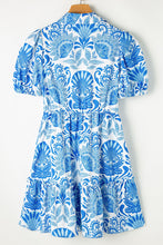 Load image into Gallery viewer, Tiered Printed Short Sleeve Mini Dress
