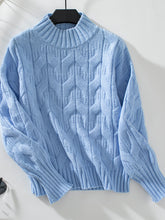 Load image into Gallery viewer, Cable Knit Mock Neck Long Sleeve Sweater
