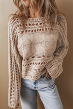 Load image into Gallery viewer, Cable-Knit Openwork Long Sleeve Sweater
