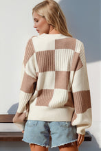 Load image into Gallery viewer, Double Take Full Size Checkered Dropped Shoulder Cardigan
