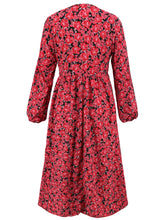 Load image into Gallery viewer, Floral V-Neck Long Sleeve Midi Dress
