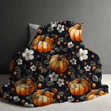 Load image into Gallery viewer, Blanket - Halloween - Pumpkin Floral Vines - PREORDER 7/29-8/1
