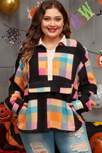 Load image into Gallery viewer, Plus Size Color Block Half Snap Long Sleeve Sweatshirt
