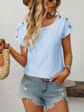Load image into Gallery viewer, Mandy Eyelet Round Neck Short Sleeve Top
