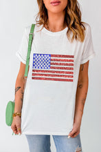 Load image into Gallery viewer, US Flag Round Neck Short Sleeve T-Shirt
