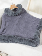 Load image into Gallery viewer, Fuzzy Hem Cable-Knit Poncho
