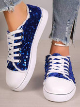 Load image into Gallery viewer, Sequin Round Toe Flat Sneakers
